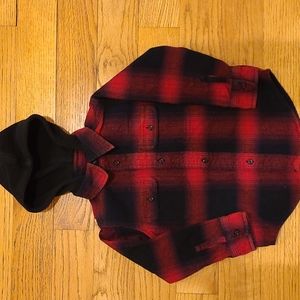 Polo Ralph Lauren Flannel Plaid Button down with hood, size 3/3T